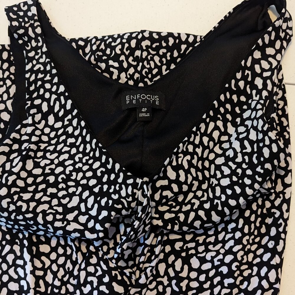 Enfocus Petite, Women's Sleeveless Summer Dress, 4p (Black& White)